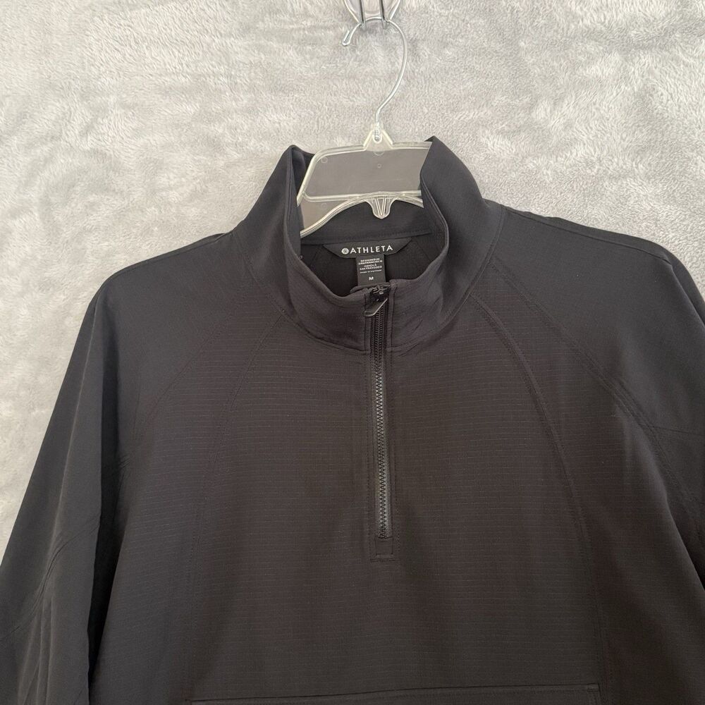 Athleta Boundless Popover Womens M Black 1/4 Zip Athleisure Kangaroo Pocket